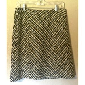 Ann Taylor Plaid Geometric Lined Side Zip Wool Skirt Women's Size 4